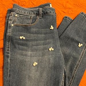 Kensie Perry Pearl Embellished High Rise Crop Jeans